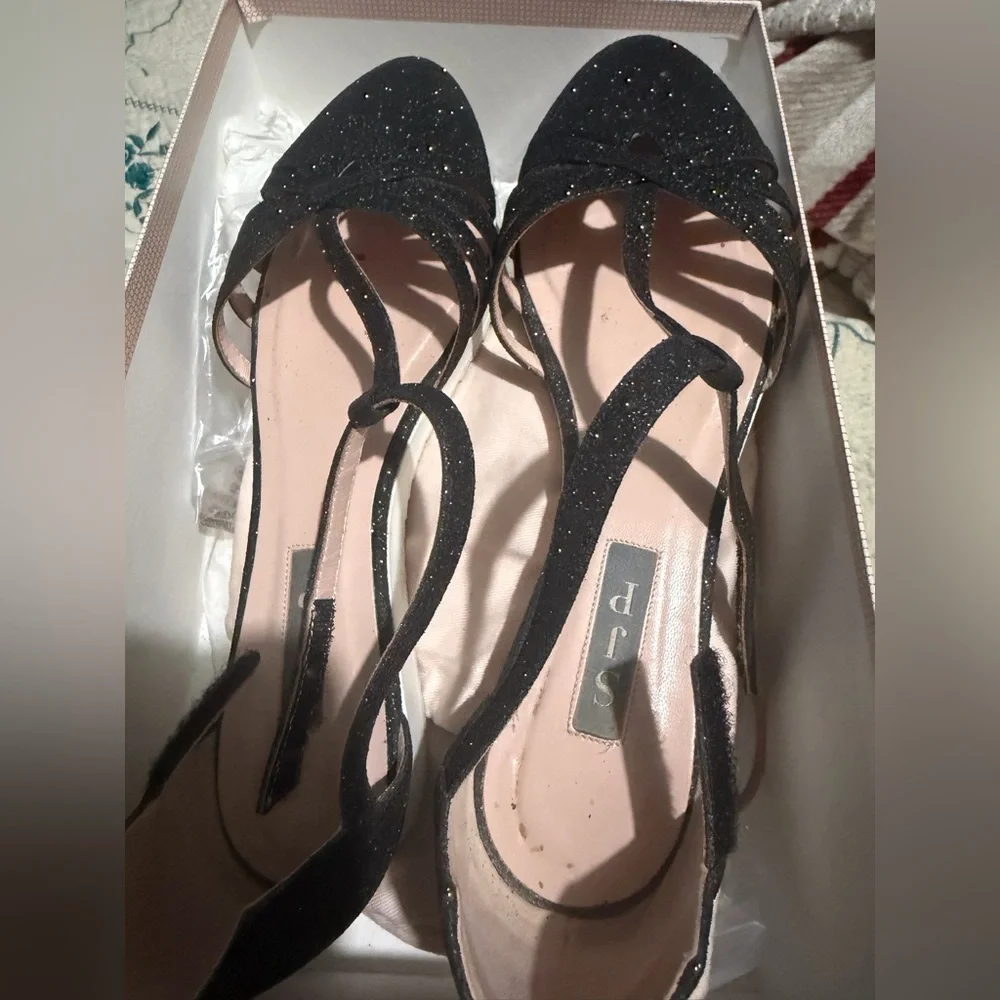 SJP Glitter Women's Flat T strap shoes Size 38 - Picture 1 of 8